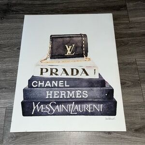 Amanda Greenwood-Stack Of Fashion Books With A Clutch Bag - Canvas Print